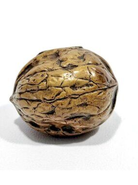 Walnut Hinged Trinket Pill  Box Metal Rustic Decor Antique Vintage RARE